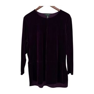 Lauren Ralph Lauren Velvet Long Sleeve Top XL‎